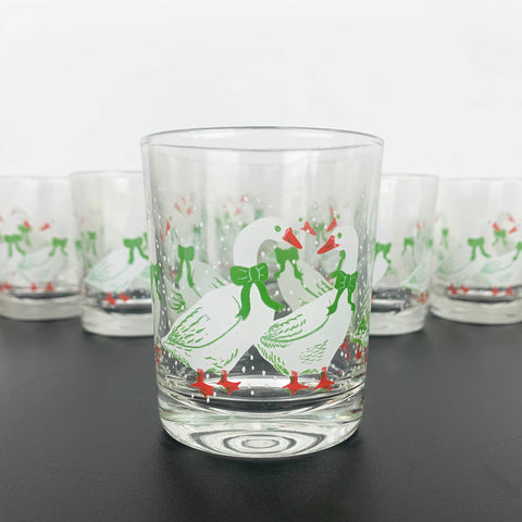 Reims France Snow Geese lowball glass - Set of 6