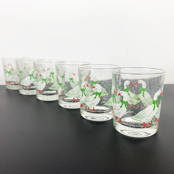 Reims France Snow Geese lowball glass - Set of 6