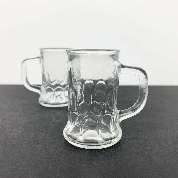 Pair of Reims France beer mug shot glasses