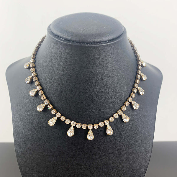 Rhinestone teardrop short evening necklace