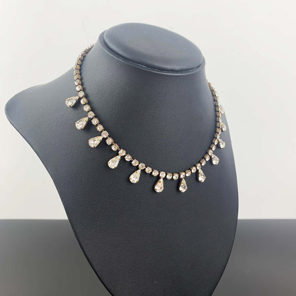 Rhinestone teardrop short evening necklace