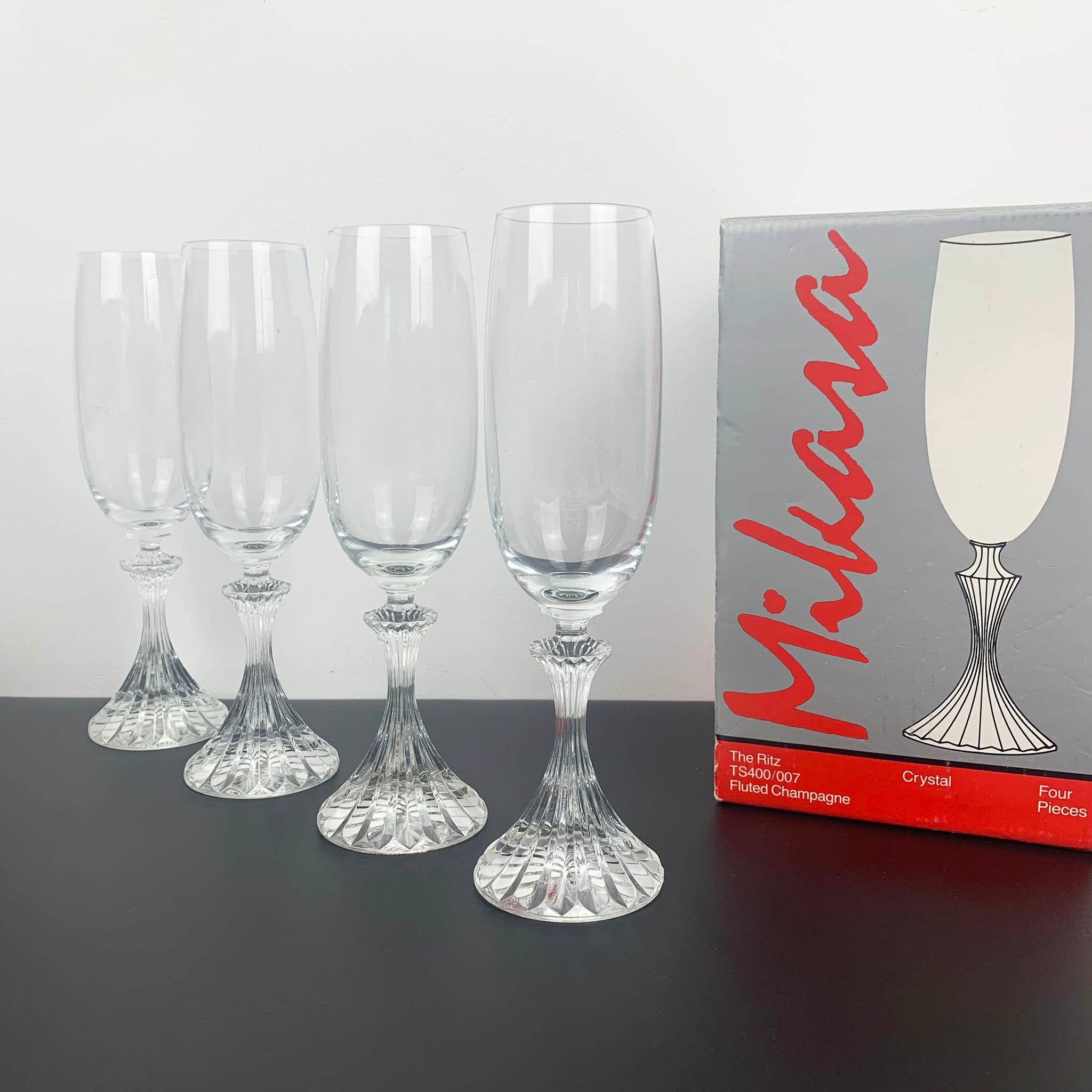 Mikasa The Ritz champagne flutes in original box