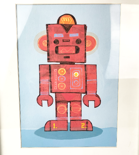 Nicholas Girling Red Robot boys art print