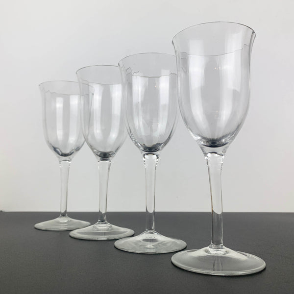 Rogaska Crystal faceted wine glass - Set of 4 (2 sets x 2 sizes)