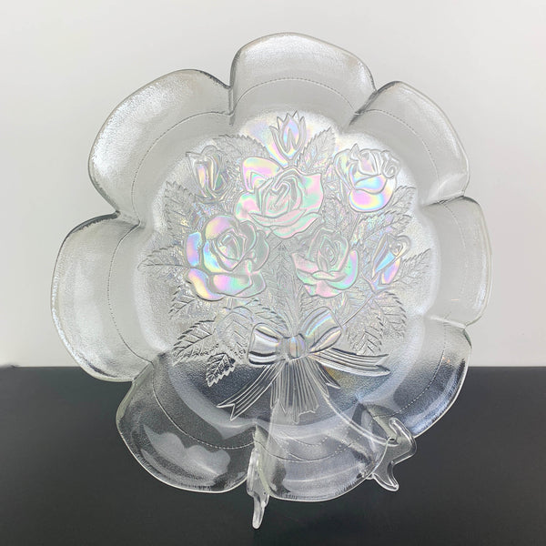 Carnival glass style flower shape serving platter