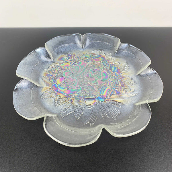 Carnival glass style flower shape serving platter