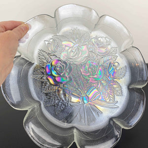 Carnival glass style flower shape serving platter