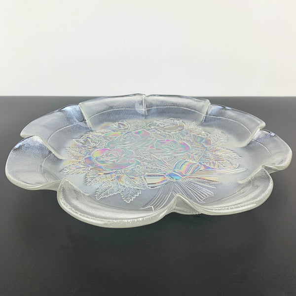 Carnival glass style flower shape serving platter