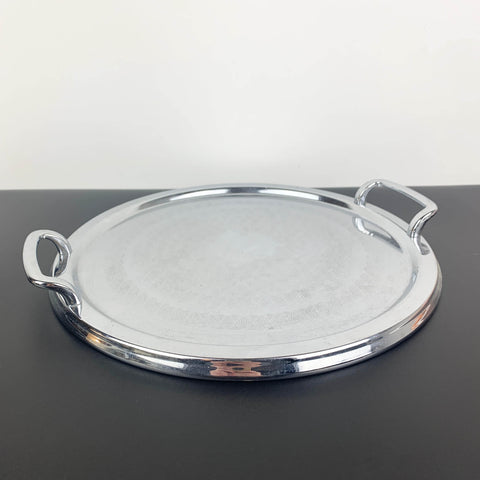 Round stainless steel drinks tray with handles