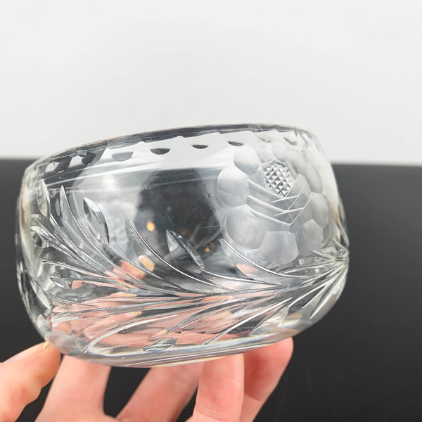 Royal Brierley 'Rose' small etched crystal bowl