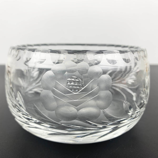 Royal Brierley 'Rose' small etched crystal bowl