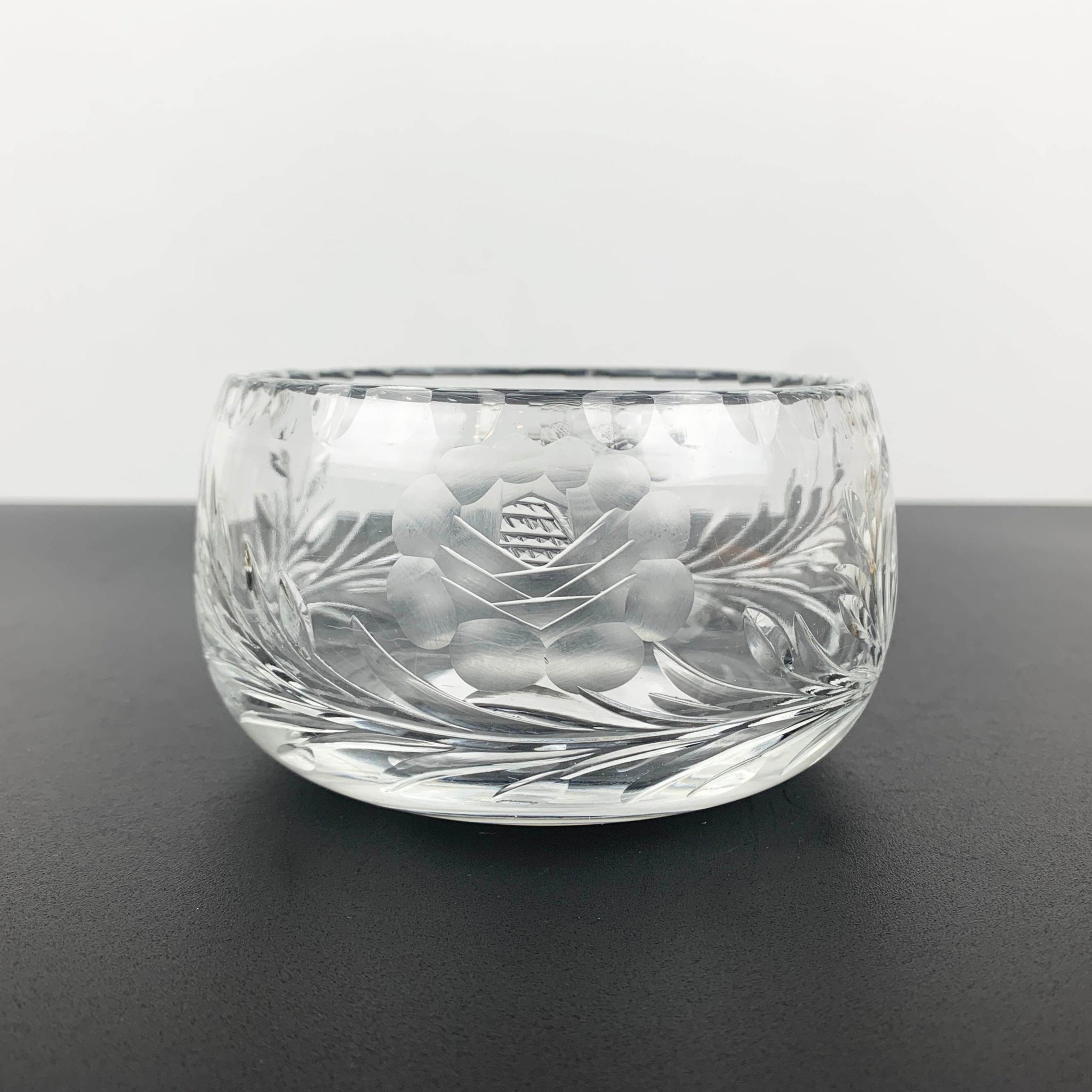 Royal Brierley 'Rose' small etched crystal bowl