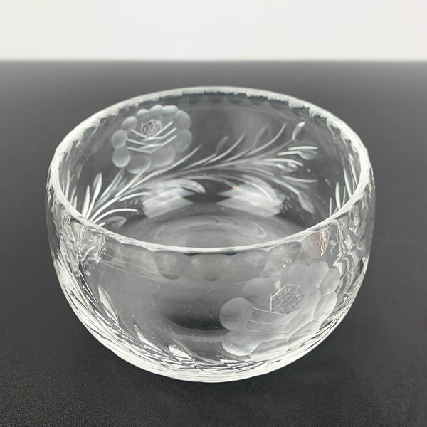 Royal Brierley 'Rose' small etched crystal bowl