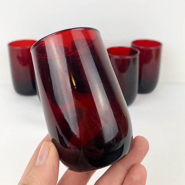 Ruby red aperitif and stemless sherry glass - Set of 6