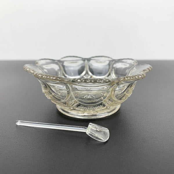 Open salt cellar with crystal spoon