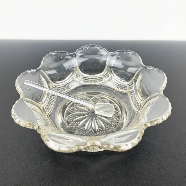 Open salt cellar with crystal spoon