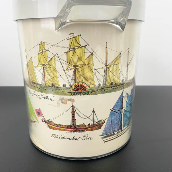 1970's Antique Ships Plastic Ice Bucket