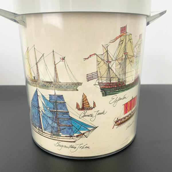 1970's Antique Ships Plastic Ice Bucket