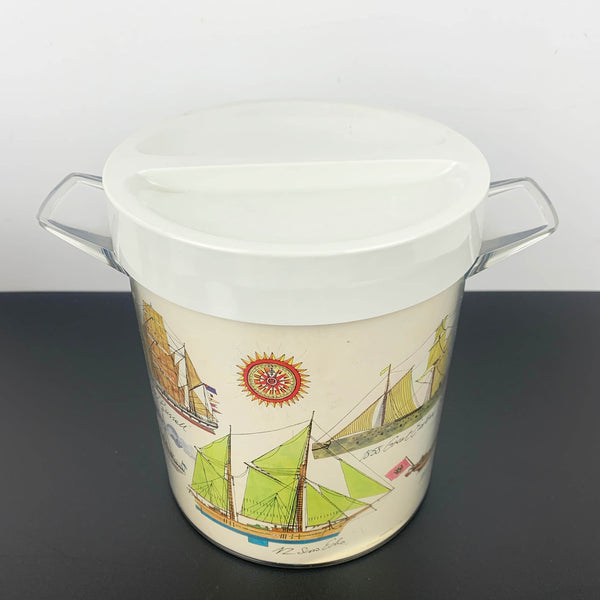 1970's Antique Ships Plastic Ice Bucket