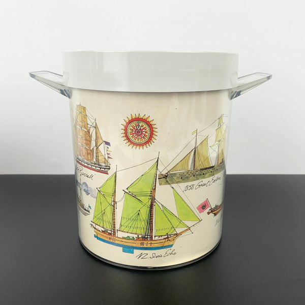 1970's Antique Ships Plastic Ice Bucket