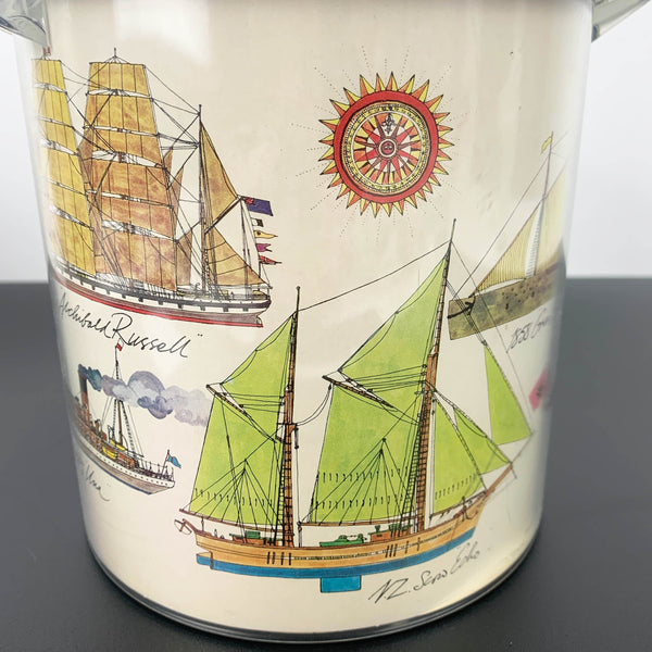 1970's Antique Ships Plastic Ice Bucket