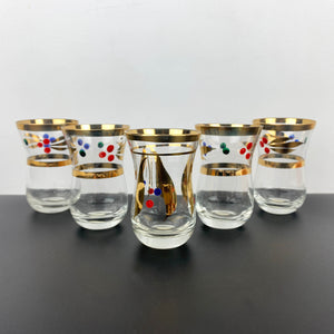 Romanian gold gilded hand painted shot glasses - Set of 5