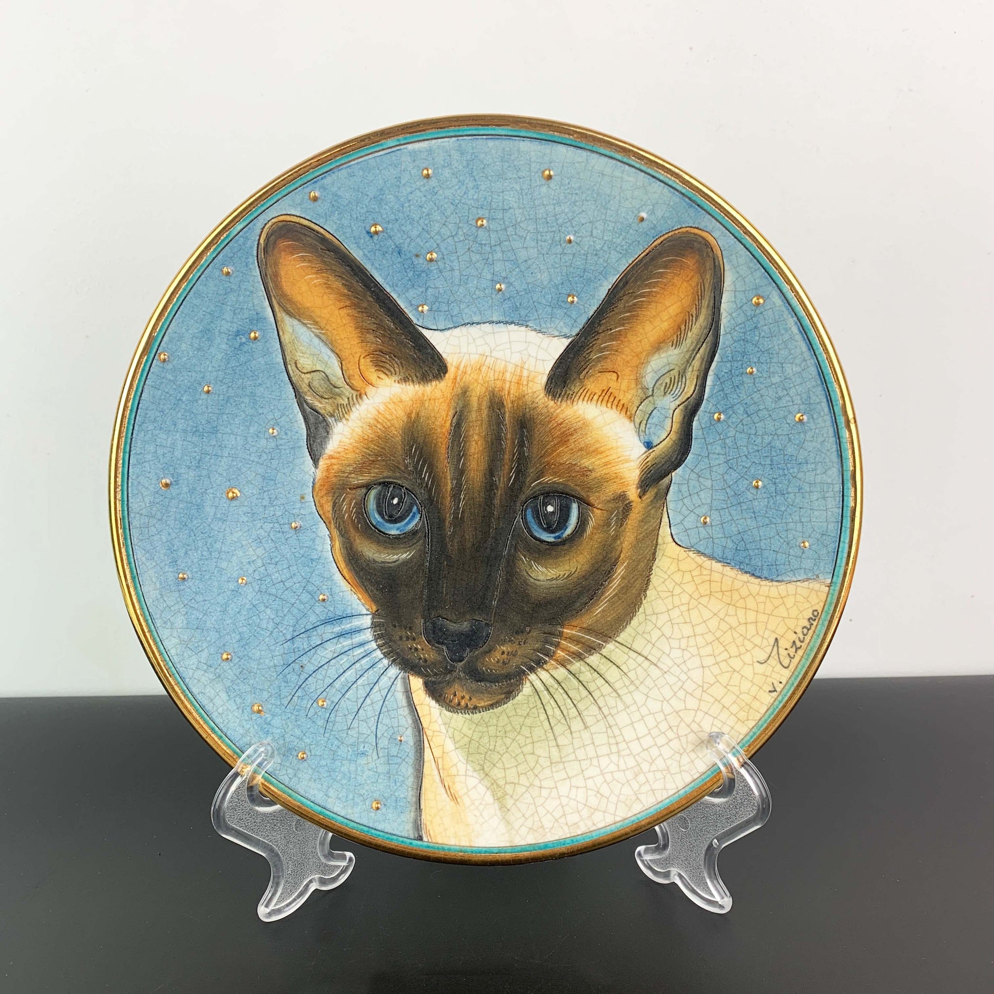 Veneto Flair Italy Cat Series 'Siamese Blue Point' collectible plate