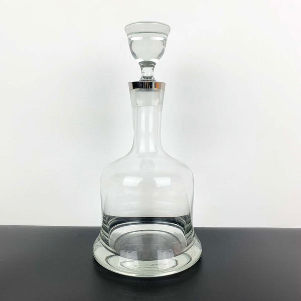 Platinum rimmed bell decanter with 6 matching glasses