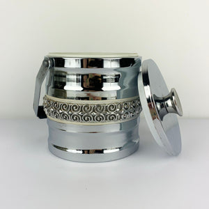 Vintage silver ice bucket with lid off