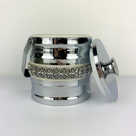 Vintage silver ice bucket with lid off