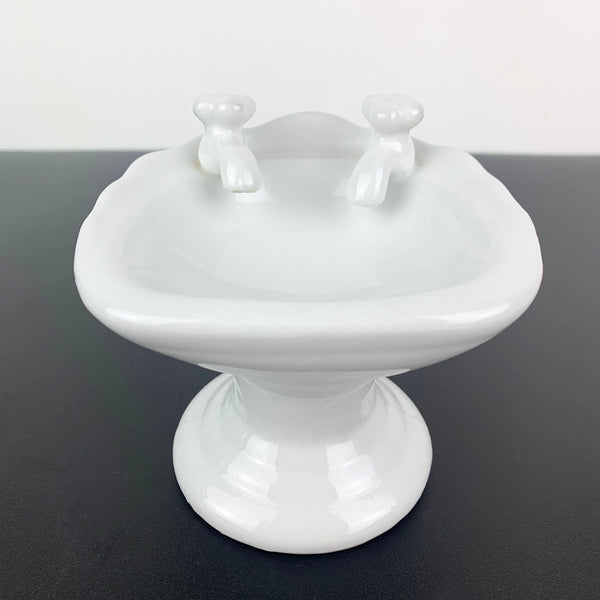 Miniature ceramic sink soap holder