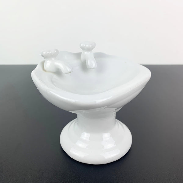 Miniature ceramic sink soap holder