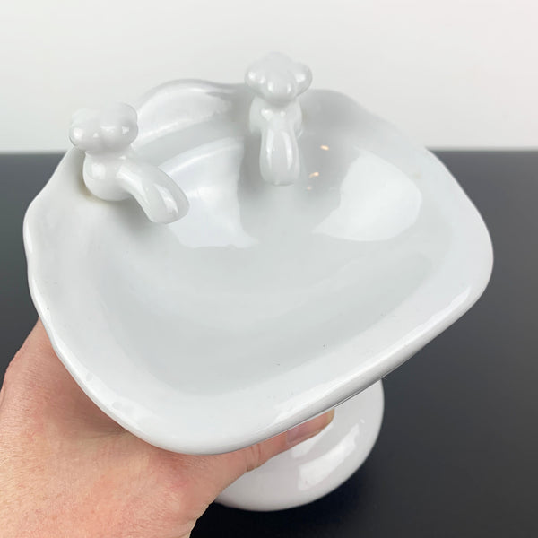 Miniature ceramic sink soap holder