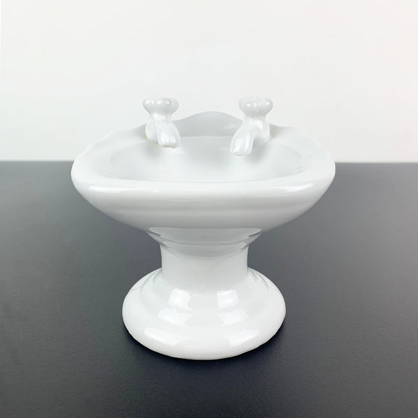 Miniature ceramic sink soap holder