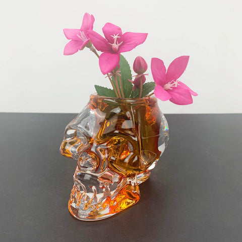 Decorative glass skull vase or candle holder