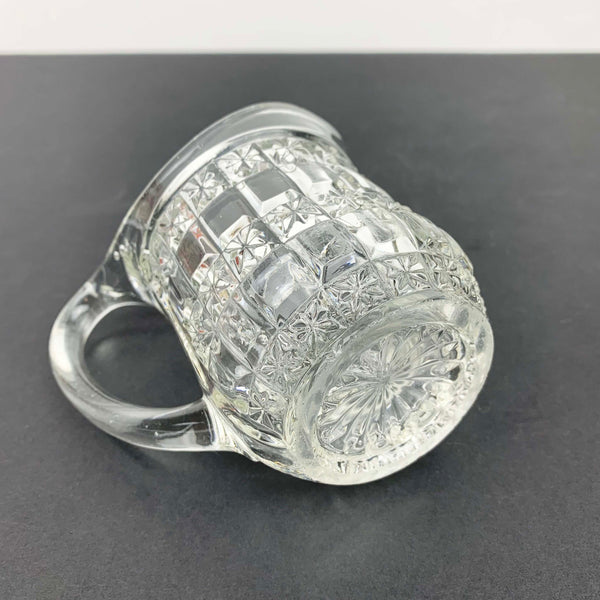 Small diamond cut glass jug bottom view