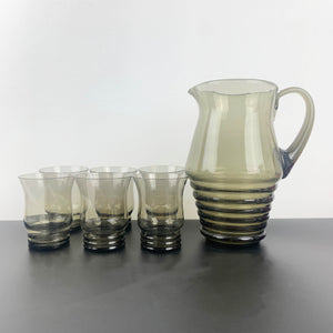 Smoke glass lemonade and cocktail drinkware set - Jug and 6 glasses