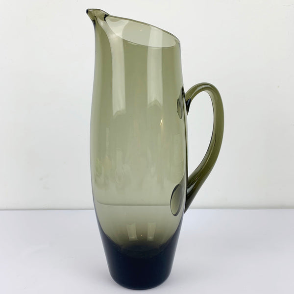 Mid century hand blown smoke glass jug