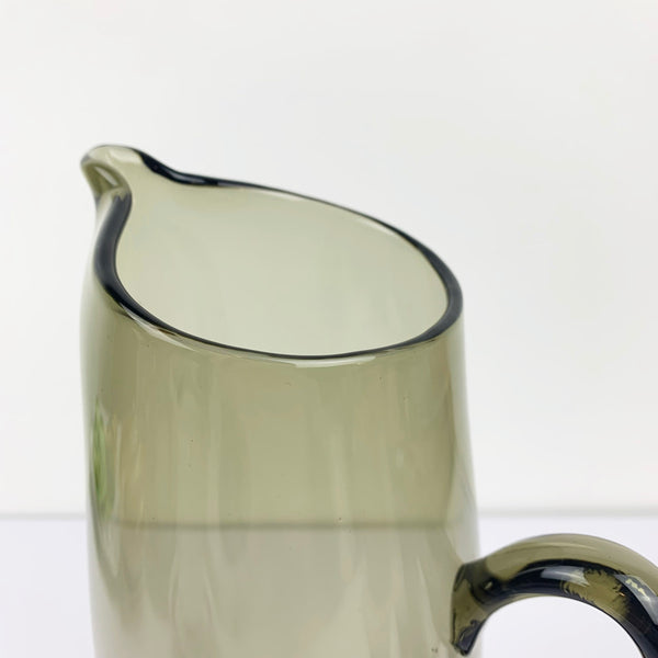 Mid century hand blown smoke glass jug spout