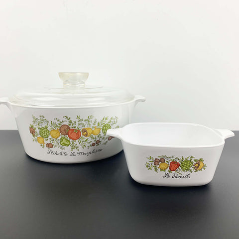 Corningware ovenware set - L'Echalote La Marjolaine casserole and Le Persil pan