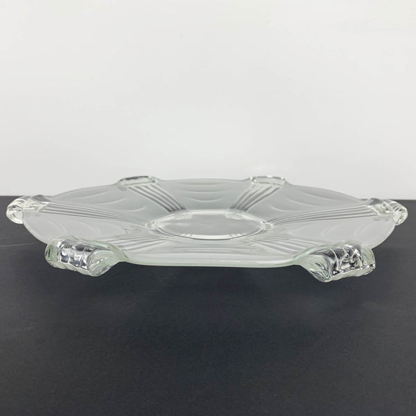 Stolzle 1930s Art Deco glass platter side view