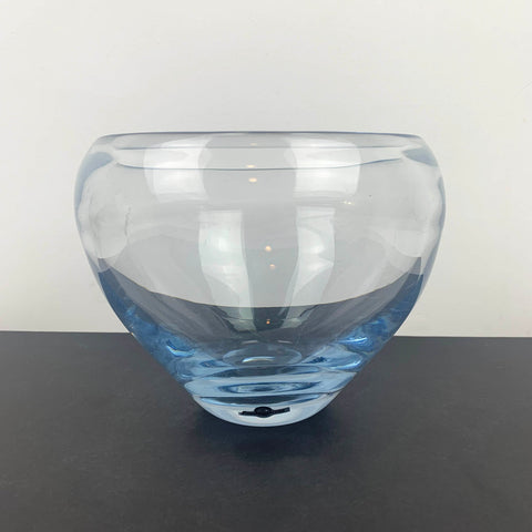 Mid century Strombergshyttan Sweden blue art glass bowl