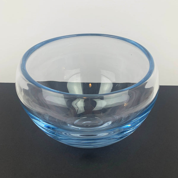 Mid century Strombergshyttan Sweden blue art glass bowl