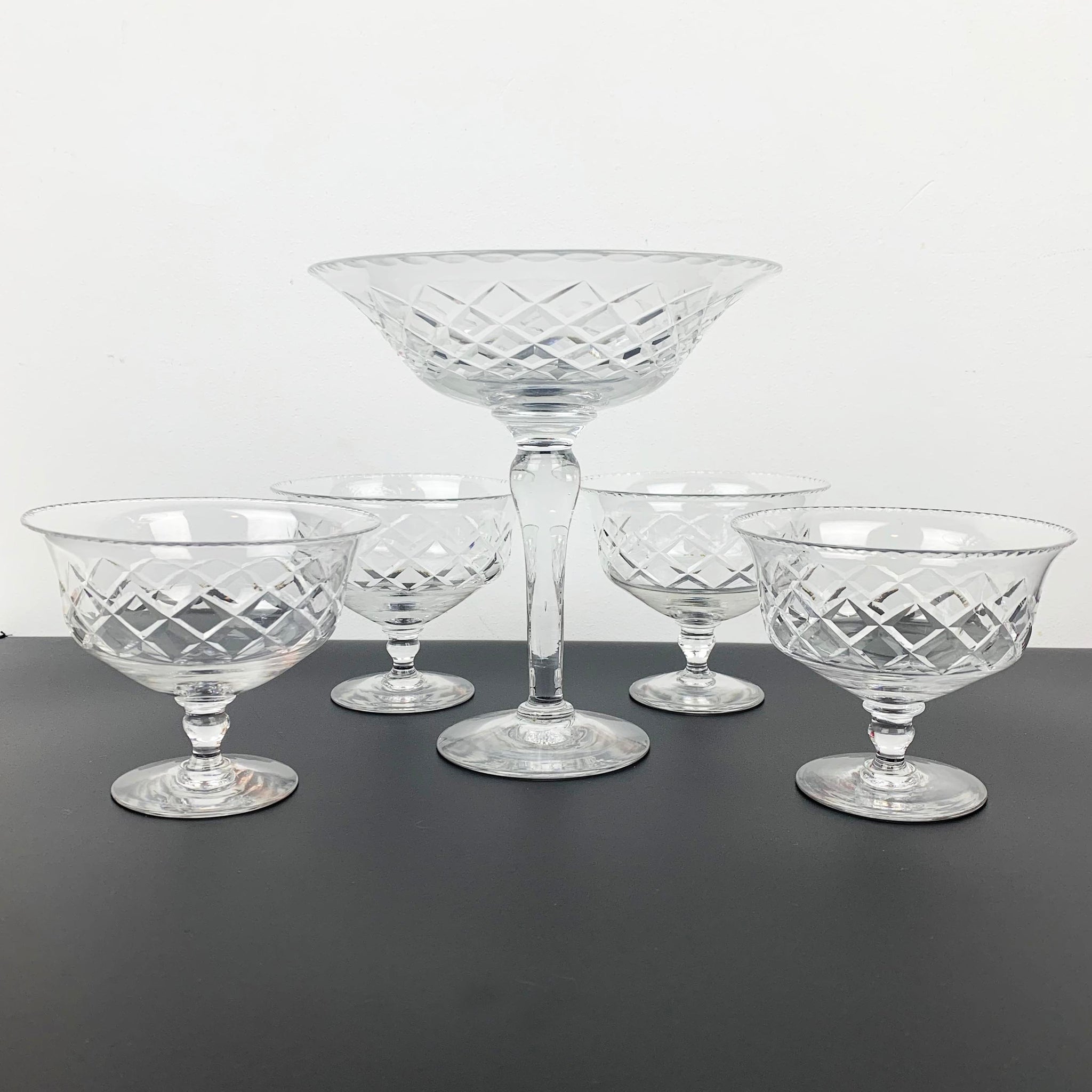 Stuart Crystal compote and footed dessert bowl set