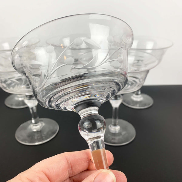 Stuart Crystal art deco tall stemmed dessert bowls - Set of 6