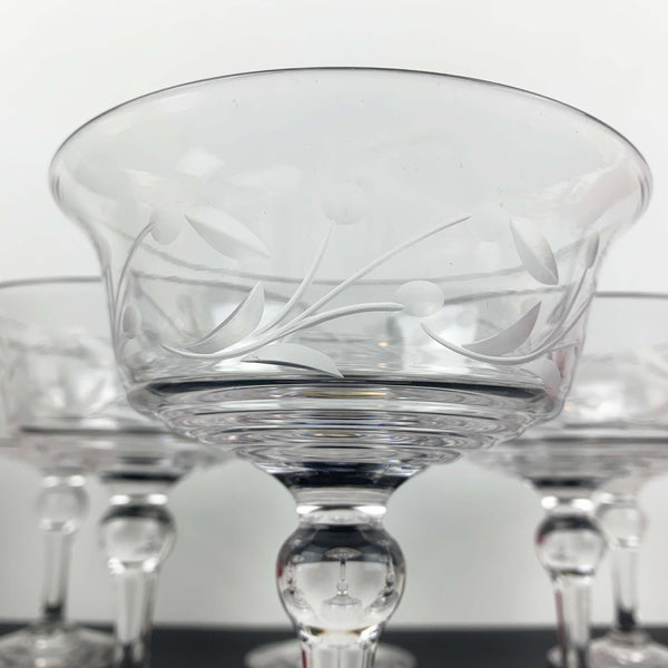 Stuart Crystal art deco tall stemmed dessert bowls - Set of 6