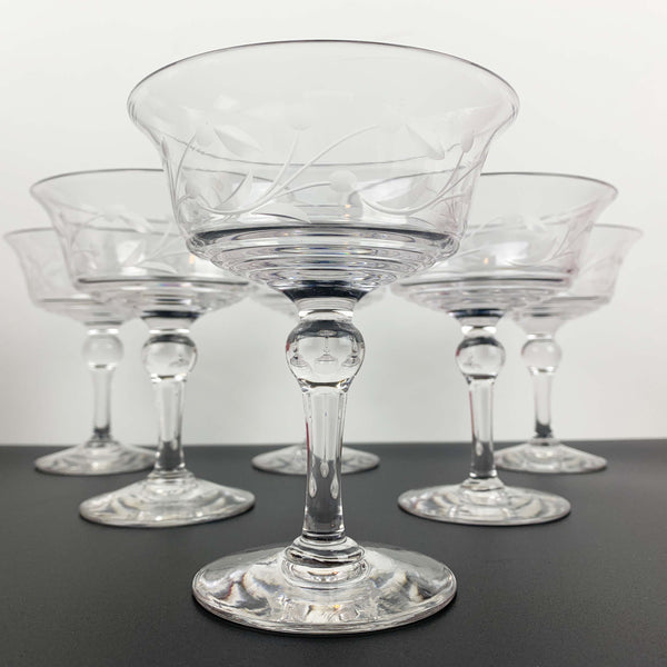 Stuart Crystal art deco tall stemmed dessert bowls - Set of 6