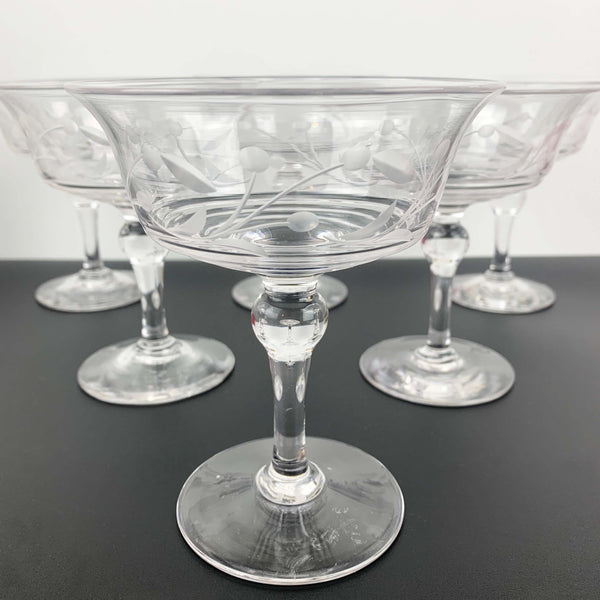 Stuart Crystal art deco tall stemmed dessert bowls - Set of 6