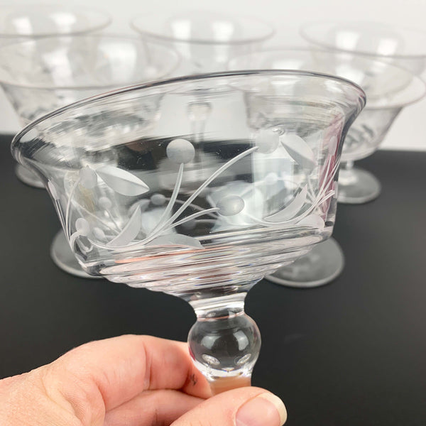 Stuart Crystal art deco tall stemmed dessert bowls - Set of 6