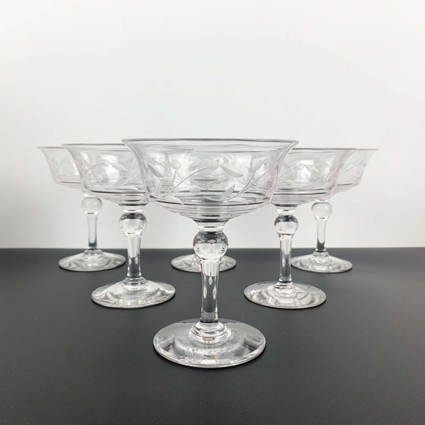 Stuart Crystal art deco tall stemmed dessert bowls - Set of 6